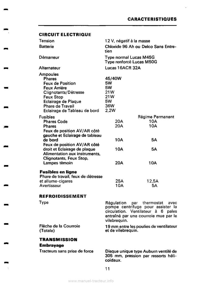 Cinquième page du Livret d'entretien tracteur MF 250