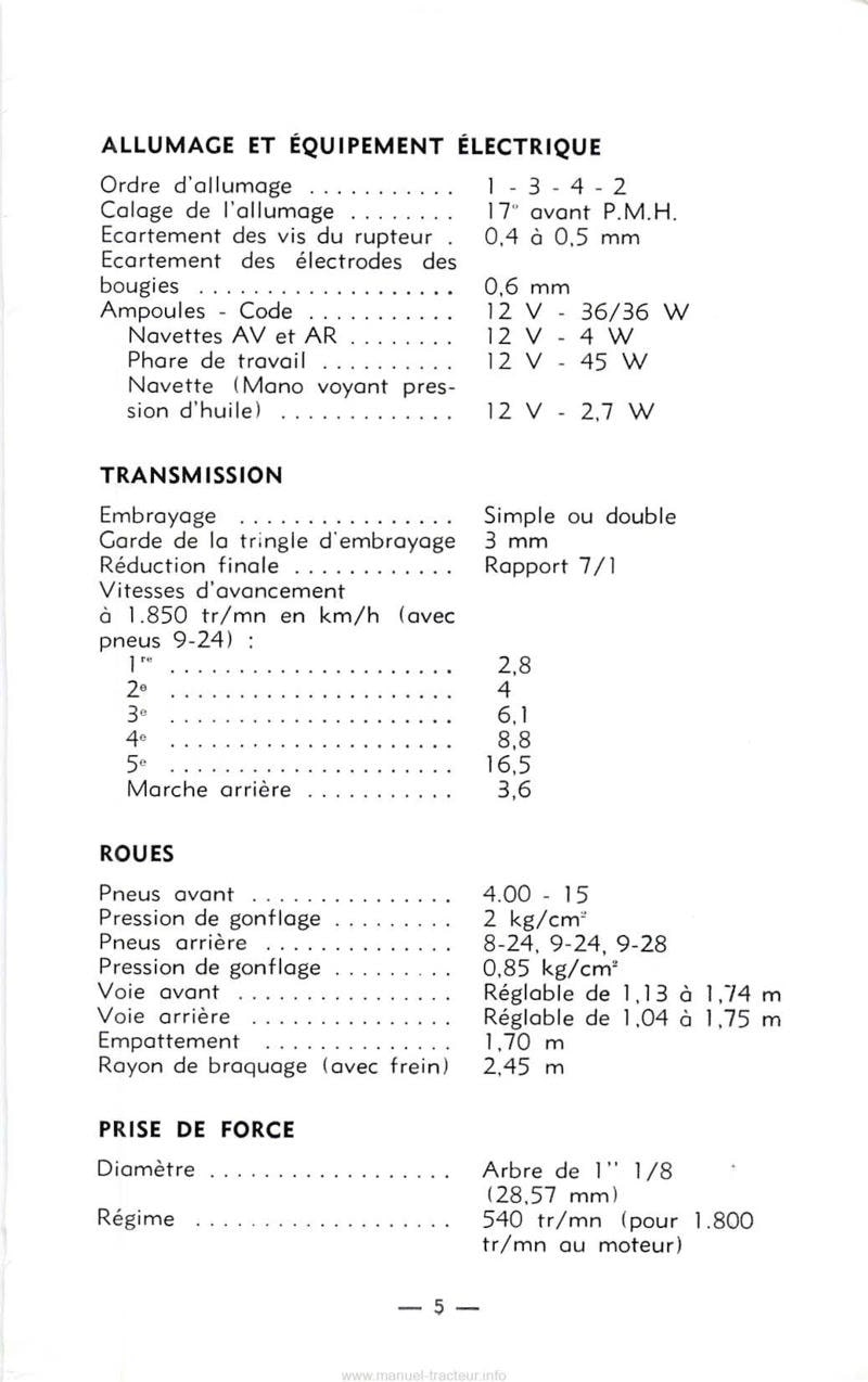 Sixième page du Notice entretien Tracteur MF 821P