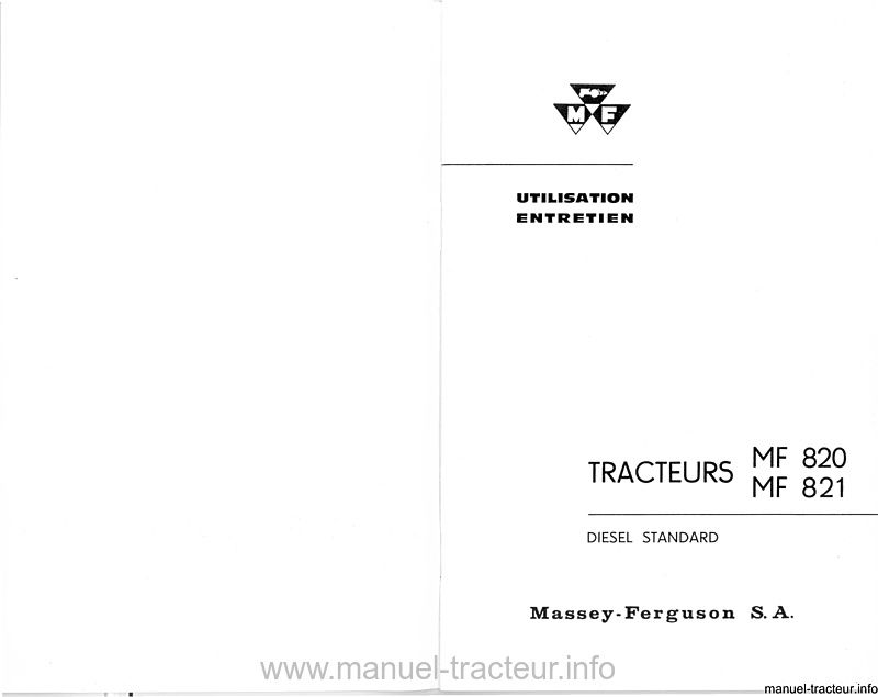 Deuxième page du Manuel instruction  MASSEY FERGUSON MF 820 821