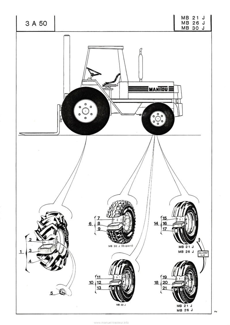 Extrait de la notice technique - Catalogue pièces Manitou MB21J MB26J MB30J chariot élévateur