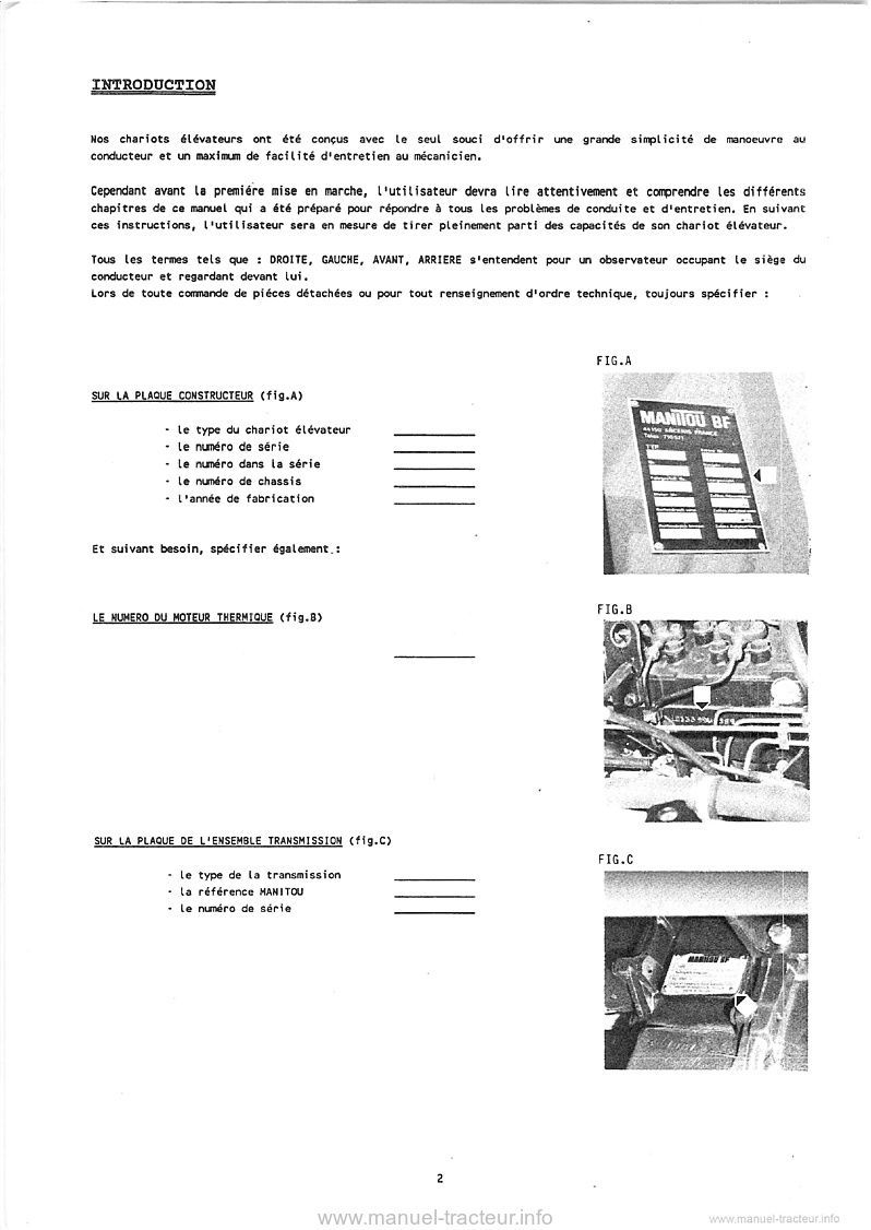 Quatrième page du Livret entretien et catalogue pièces Manitou M2 M4 MC MCE 26/30/40/50/60 CP UK