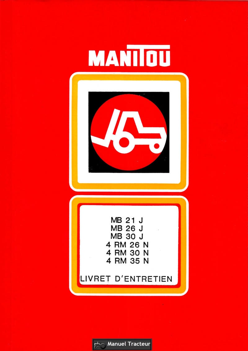 Première page de la revue technique - Livret entretien Manitou MB 26 26 30 J 4RM 26 30 35 N