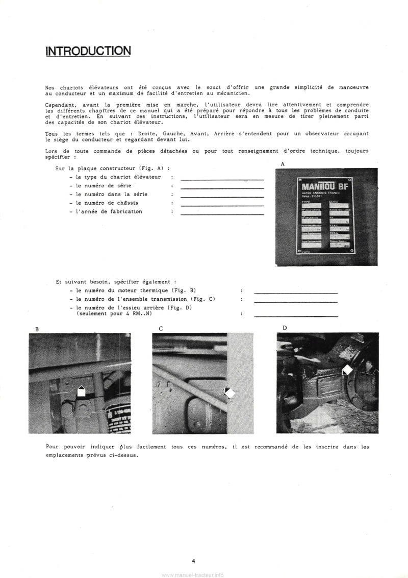 Page 2 du manuel d'atelier - Livret entretien Manitou MB 21 26 30 J 4RM 26 30 35 N