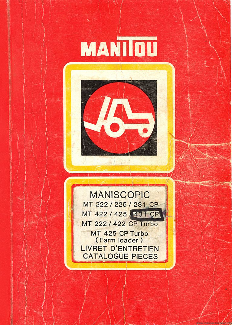 Première page du Livret entretien catalogue pièces détachées MANISCOPIC MANITOU