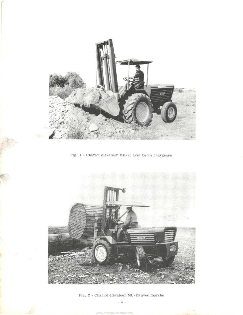 Page 2 du manuel d'atelier - Livret entretien Manitou MC15 MC20 MC20E MC25 MB20 MB25 MB25-1 MB30