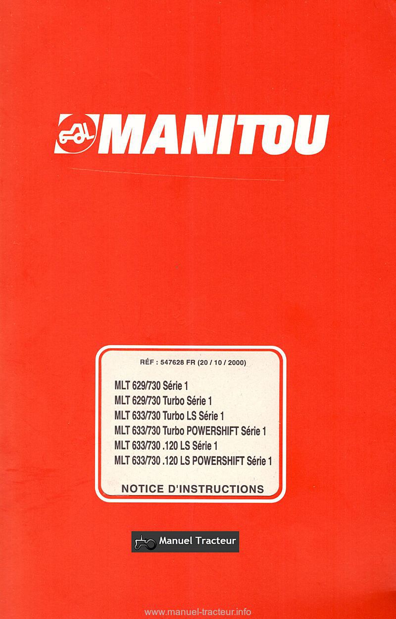 Première page du Notice instructions Manitou MLT 629/730 633/730