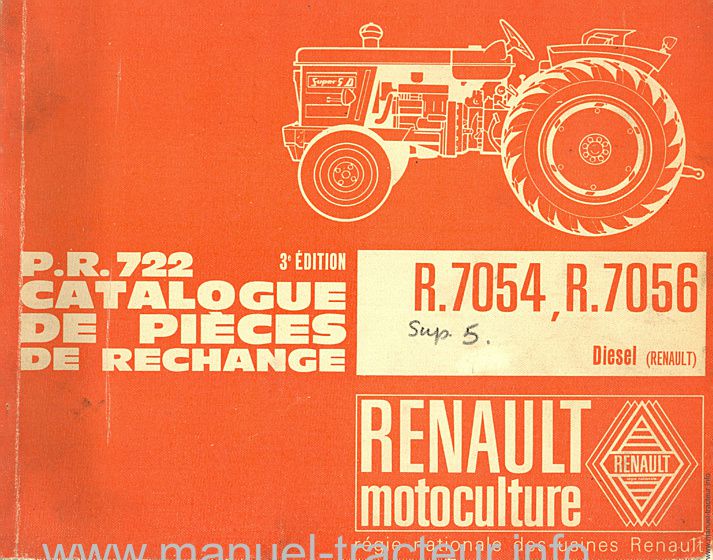 Première page du Catalogue pièces RENAULT 7054 7056 (Super 5) 
