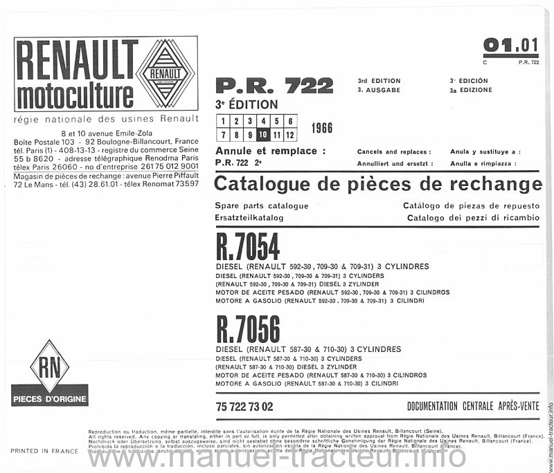 Quatrième page du Catalogue pièces RENAULT 7054 7056 (Super 5) 