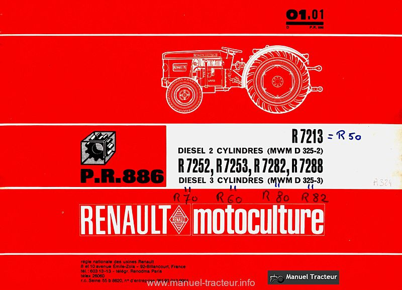 Première page du Catalogue pièces Renault PR886