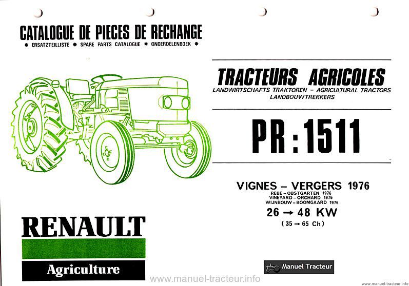 Première page du Catalogue pièces Renault PR1511