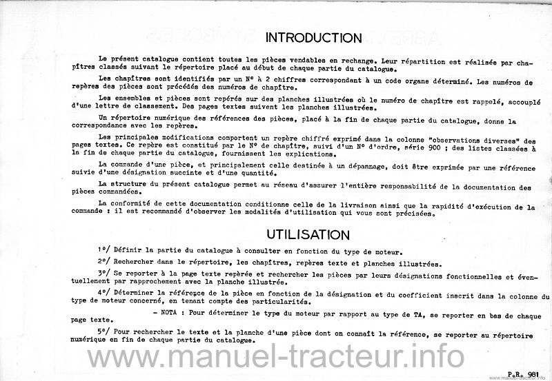 Troisième page du Catalogue pièces rechange Renault P.R. 981
