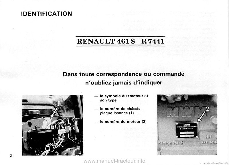 Troisième page du Livret entretien Renault 461s