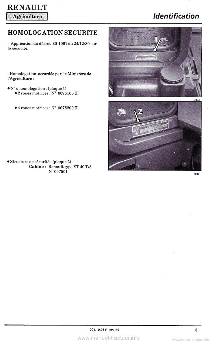 Cinquième page du Guide entretien Renault 90.32TX 90.34TX