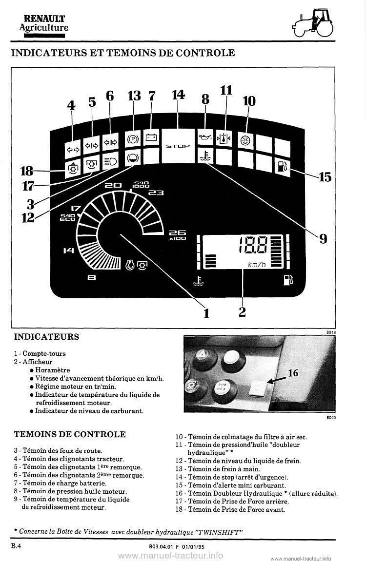 Sixième page du Guide entretien Renault Ceres 75X 85X 95X 