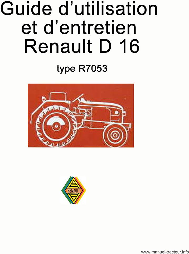 Première page du Guide entretien RENAULT D16