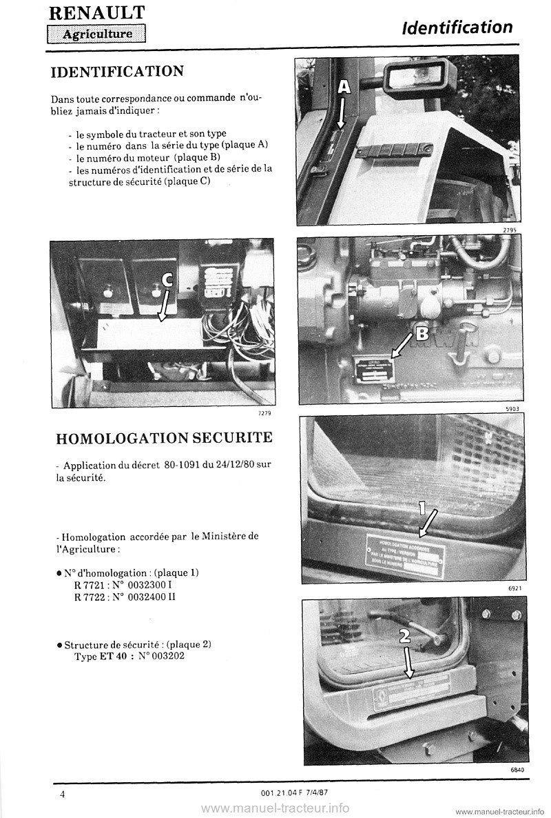 Quatrième page du Guide instruction Renault 77-12 77-14 TS
