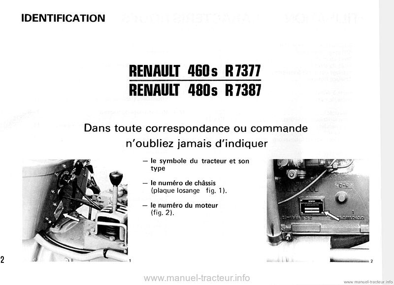 Quatrième page du Livret entretien Renault 460s 480s