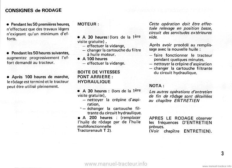Cinquième page du Livret entretien Renault 460s 480s