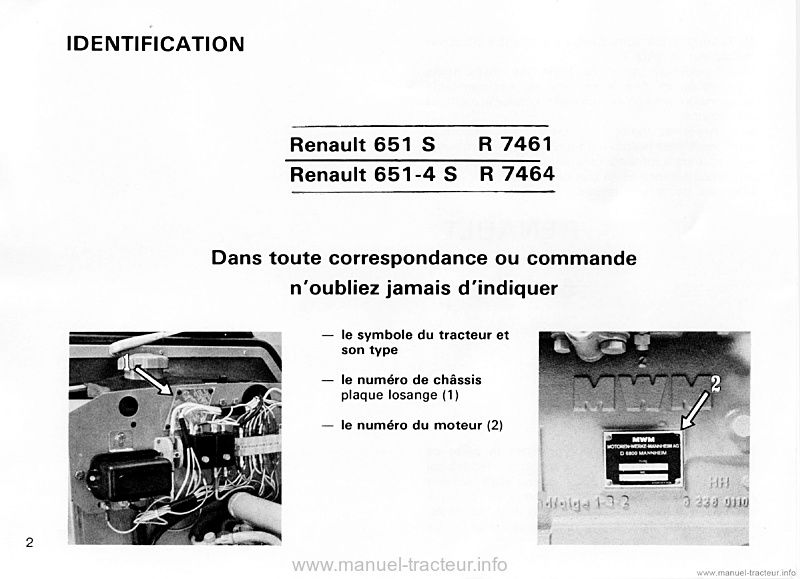 Troisième page du Livret entretien Renault 651s 651-4s