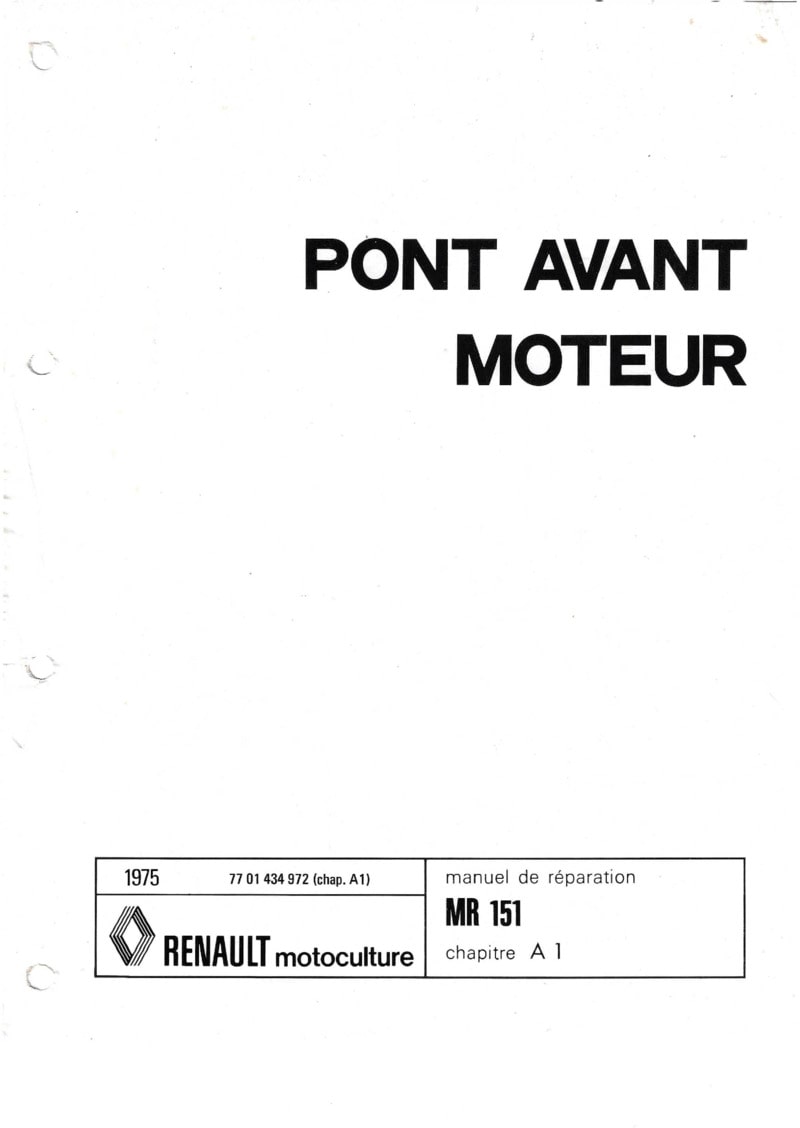 Quatrième page du Manuel Réparation tracteur Renault MR151