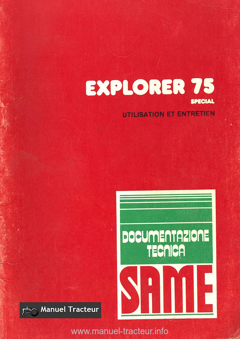 Première page du Livret entretien SAME Explorer 75 spécial