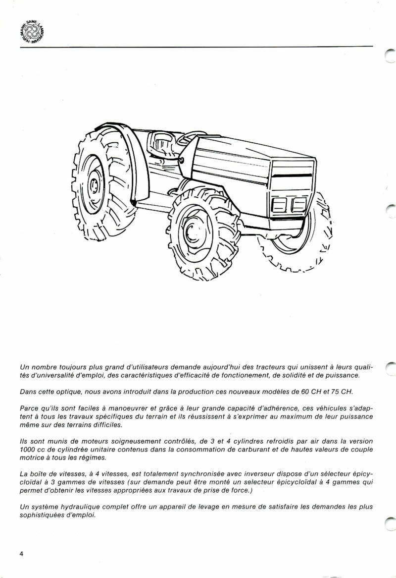 Troisième page du Manuel atelier tracteurs Same Vigneron 62 75 Frutteto 60 75 