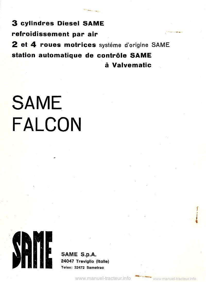 Deuxième page du Livret d'entretien Same Falcon