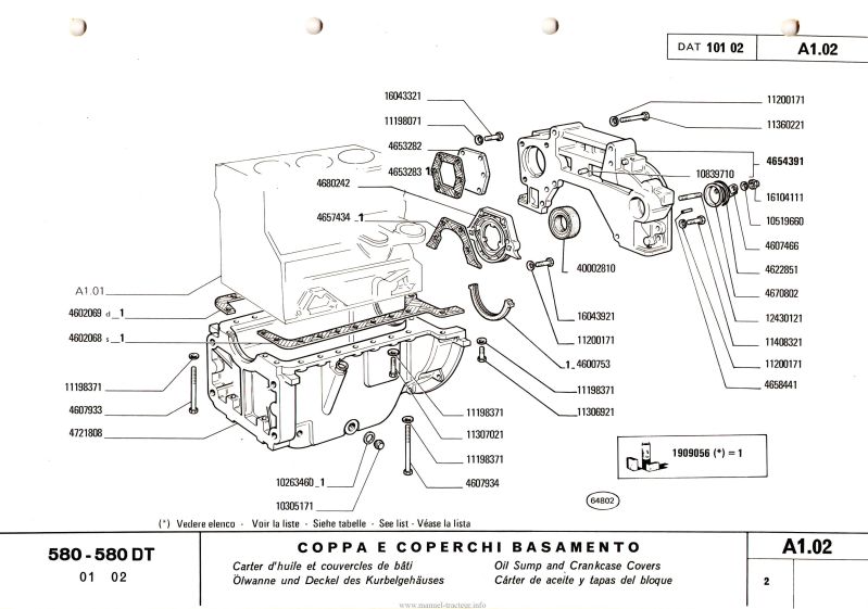Cinquième page du Catalogue pièces détachées Fiat 580 580DT