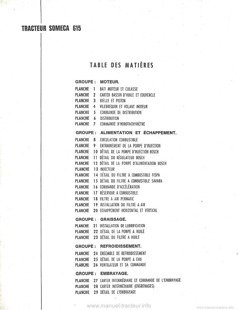 Deuxième page du Catalogue pièces de rechange Someca Fiat 615