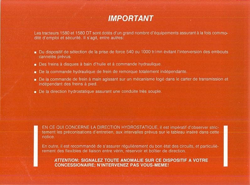 Quatrième page du Notice entretien FIAT SOMECA 1580 