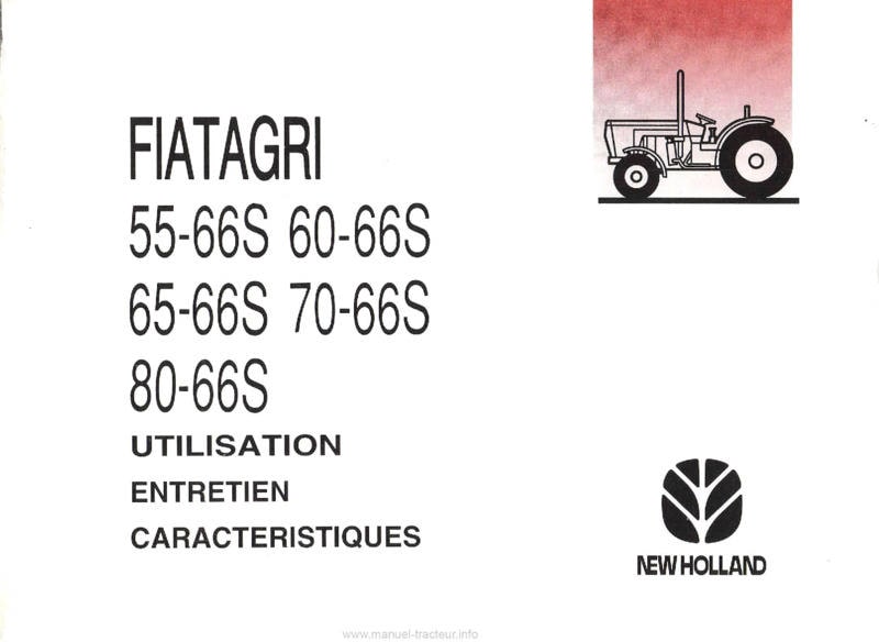 Première page de la revue technique - Manuel d'entretien et d'utilisation tracteurs Fiatagri New Holland 55-66S 60-66S 65-66S 70-66S 80-66S