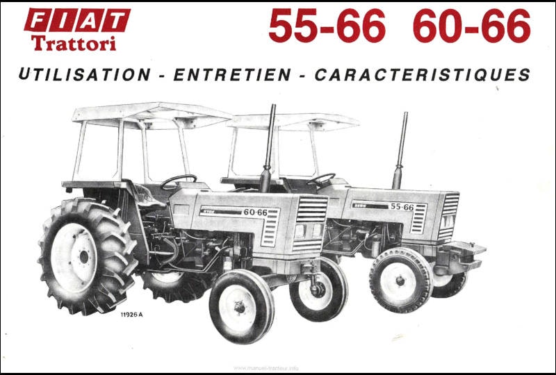 Première page de la revue technique - Notice d'entretien tracteurs Fiat 55-66 60-66