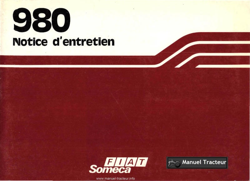 Première page de la revue technique - Notice d'entretien tracteur Someca Fiat 980