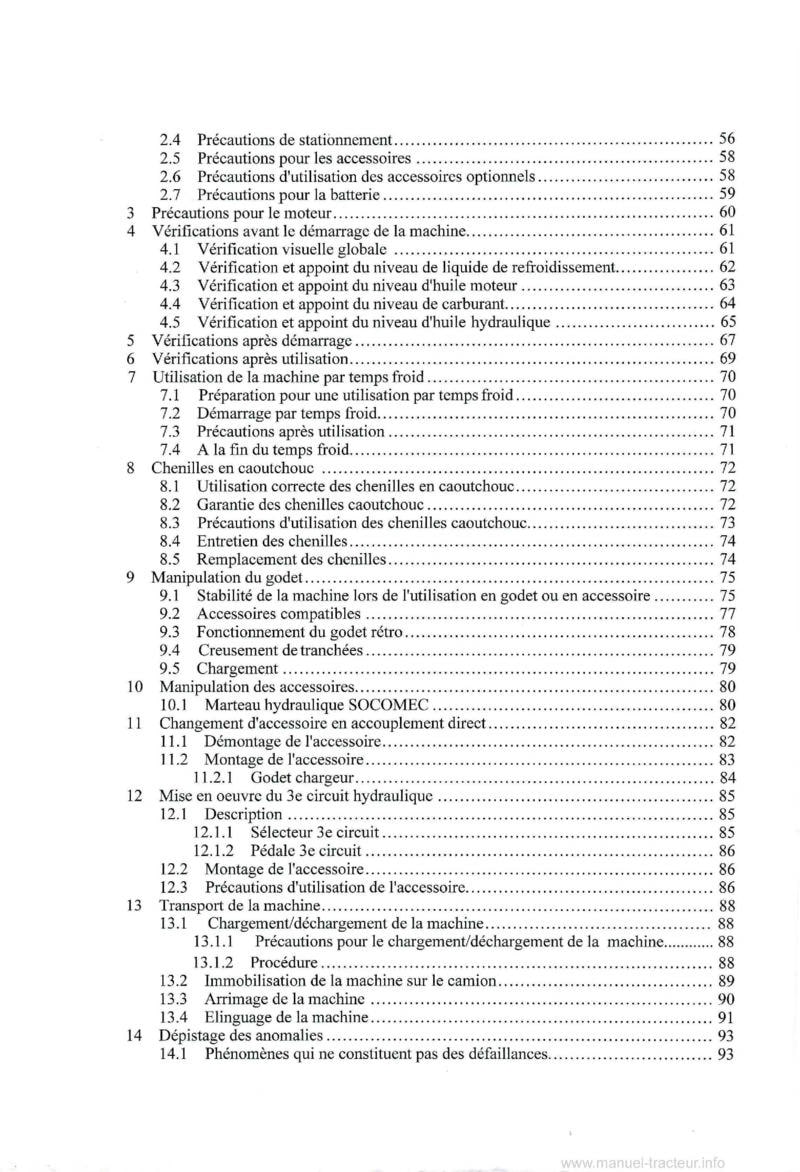 Troisième page du Manuel utilisation Yanmar Mini Pelle ViO17U