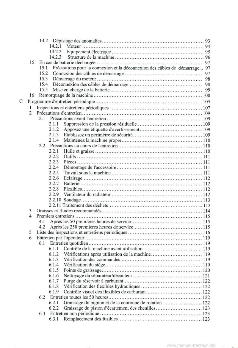 Quatrième page du Manuel utilisation Yanmar Mini Pelle ViO17U