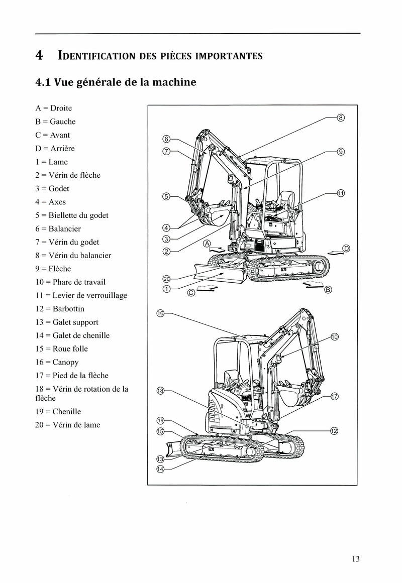 Sixième page du Manuel utilisation Yanmar Mini Pelle ViO26-6