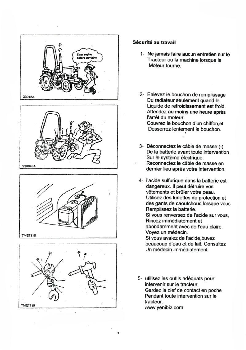 Quatrième page du Manuel utilisation tracteurs Yanmar YM1100 YM1300 YM1301 YM1401 YM1500 YM1601 YM1700