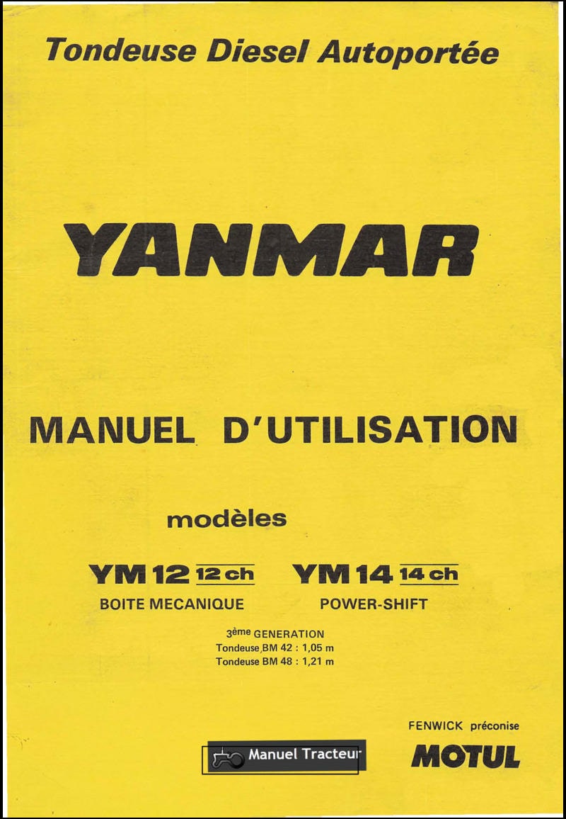 Première page du Manuel utilisation tondeuse Yanmar YM12 YM14