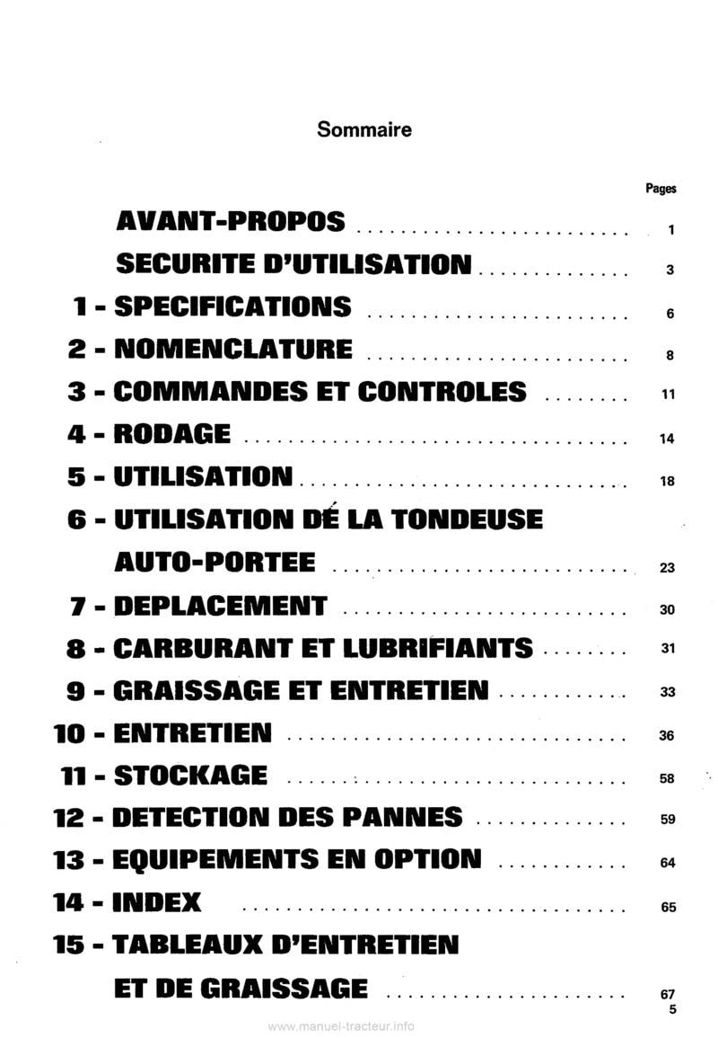 Troisième page du Manuel utilisation tondeuse Yanmar YM12 YM14