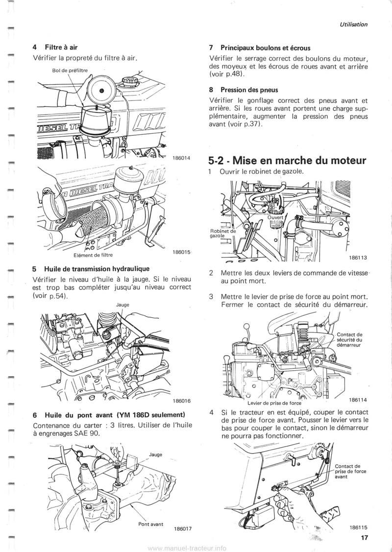 Sixième page du Manuel utilisation Yanmar YM186 YM186D