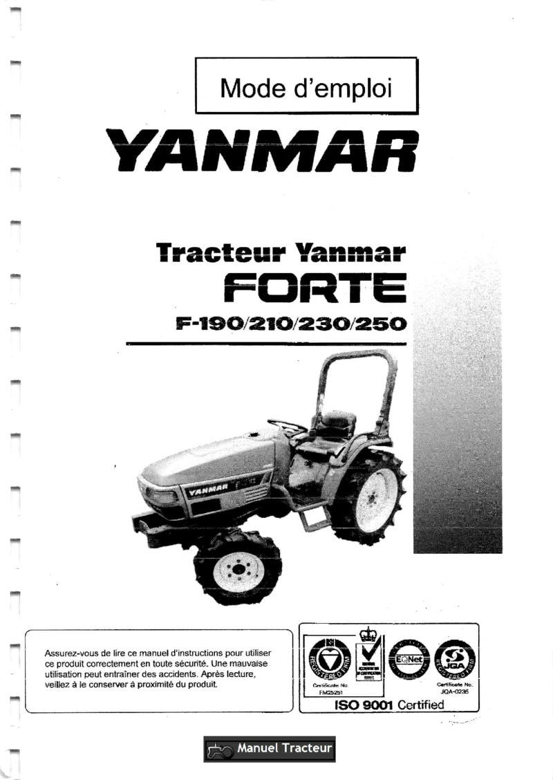 Première page du Mode d'emploi tracteurs YANMAR Forte F-190 F-210 F-230 F-250