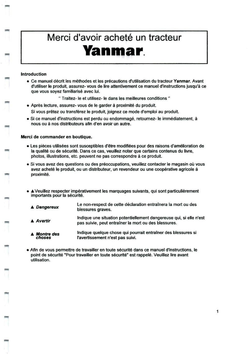 Deuxième page du Mode d'emploi tracteurs YANMAR Forte F-190 F-210 F-230 F-250