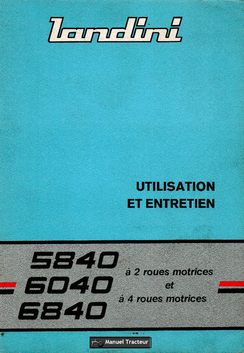 Première page du Livret entretien tracteurs Landini 5840 6040 6840