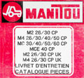 Livret entretien et catalogue pièces Manitou M2 M4 MC MCE 26/30/40/50/60 CP UK