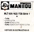 Revue technique et Notice d'instructions chariot élévateur Manitou MLT 628 632 728 série 1