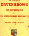 Livret d'entretien tracteur David Brown 950 implematic livedrive