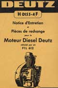 Notice d'entretien et pièces de rechange moteur deutz f1l612