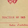 Notice entretien tracteur Massey Ferguson MF 865