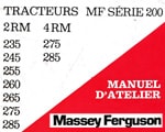 manuel d'atelier tracteur massey ferguson MF tracteur séries 235 245 255 260 265 275 285