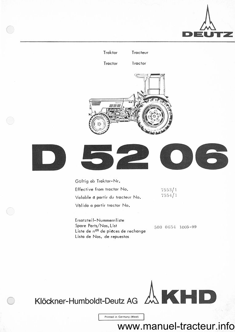 Deuxième page du Catalogue pièces détachées DEUTZ D 5206
